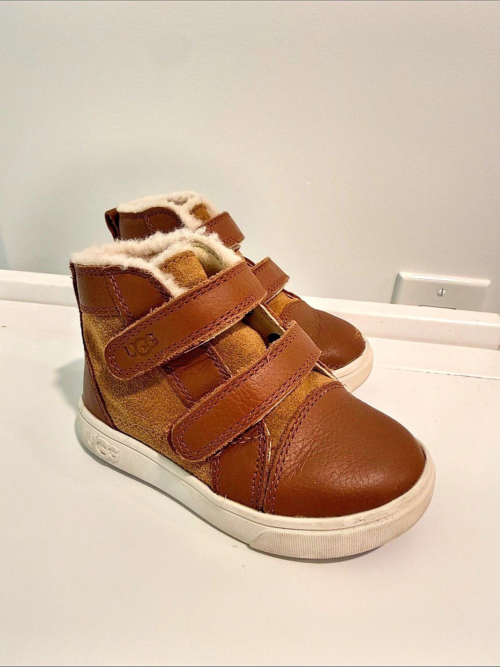 UGG Kids Brown & Cream High-Top Sneakers